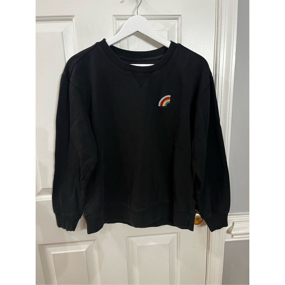 Glamazon Black Rainbow Embroidered Pride Sweatshirt sz M EUC